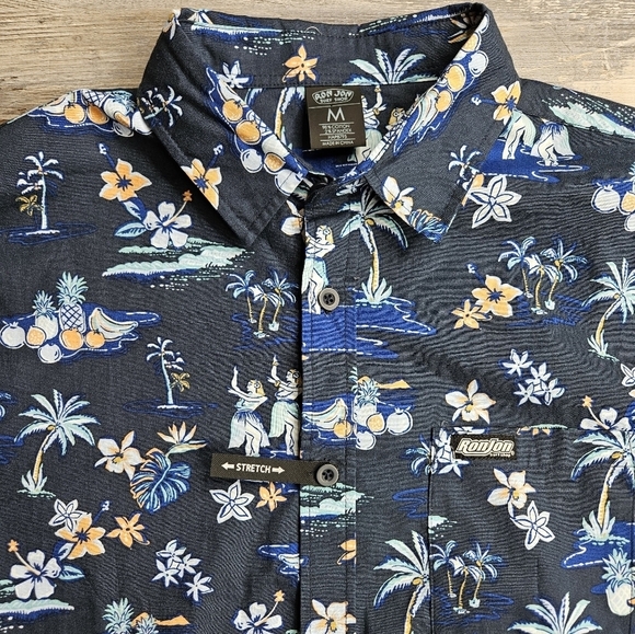 Ron Jon Surf Shop Short Sleeve Button Down Medium Hawaiian theme - Picture 2 of 7